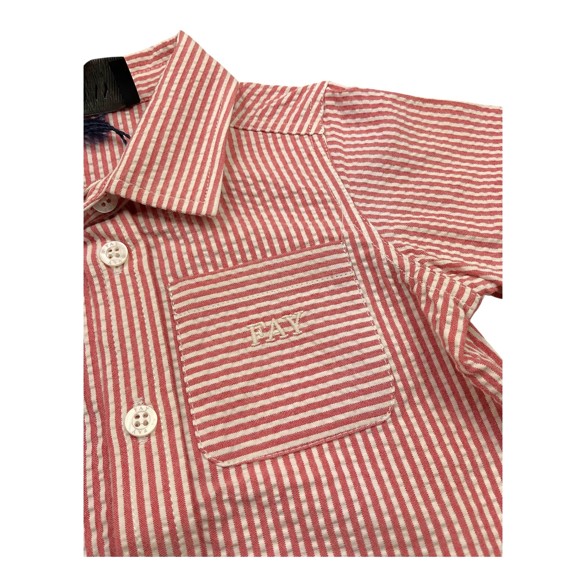 Fay Camicia Tinta Unita Mezza Manica con Fantasia A Righe per Neonato FU5521 ROSSO FAY 