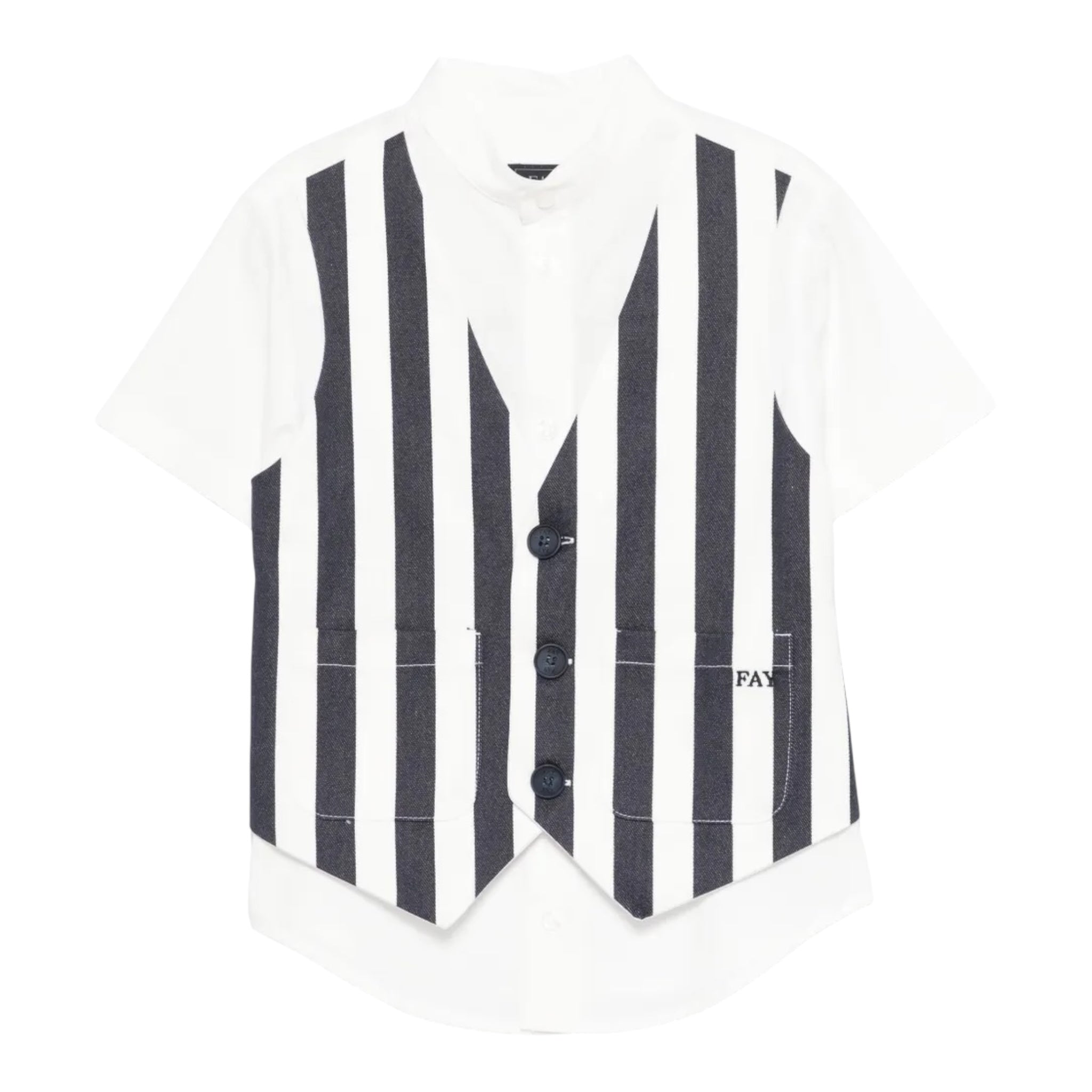 Fay Camicia Tinta Unita con Panciotto Incorporato Fantasia A Righe per Bambino FW5P41J BIANCO FAY 