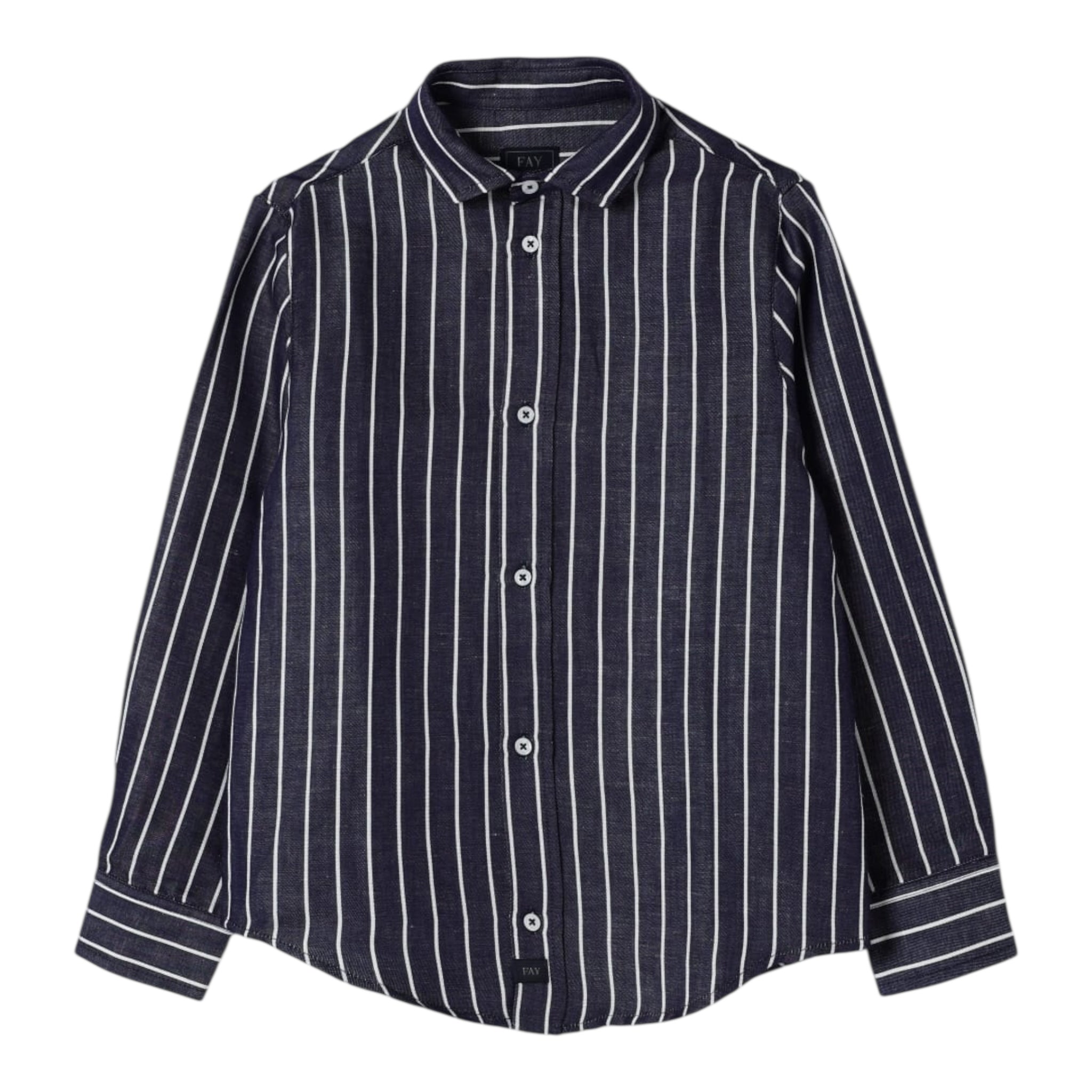 Fay Camicia Tinta Unita Manica Lunga con Fantasia A Righe per Bambino FW5P60 BLU FAY 