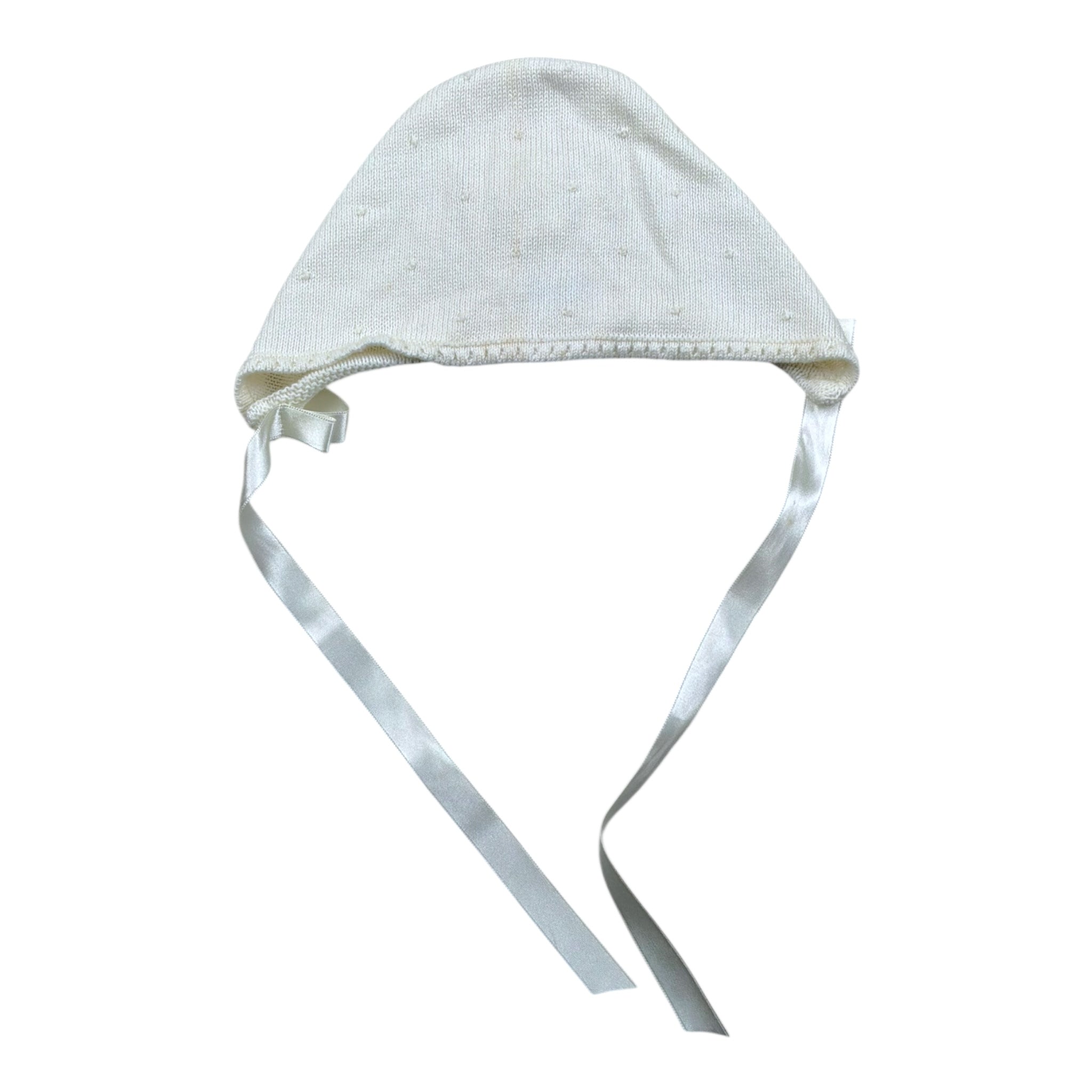 Foque Cappello Tinta Unita con Ricami per Neonato IEIEI PANNA FOQUE 