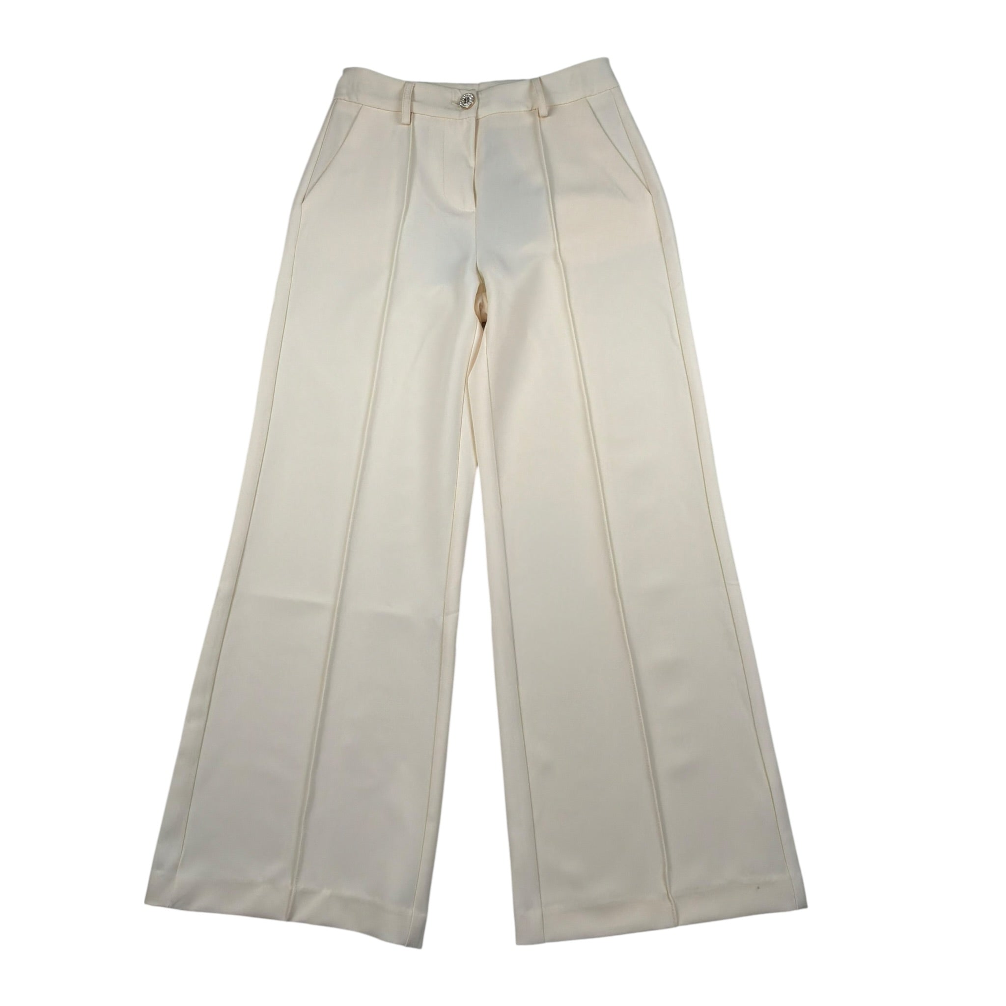 Fun & Fun Pantalone Tinta Unita Mdello Palazzo per Bambina FCJPT01128 PANNA FUN & FUN 