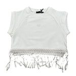 Fun & Fun T-Shirt Girocoll Tinta Unita con Frange per Bambina FNBTS16781 PANNA FUN & FUN 
