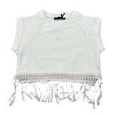 Fun & Fun T-Shirt Girocoll Tinta Unita con Frange per Bambina FNBTS16781 PANNA FUN & FUN 