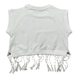 Fun & Fun T-Shirt Girocoll Tinta Unita con Frange per Bambina FNBTS16781 PANNA FUN & FUN 