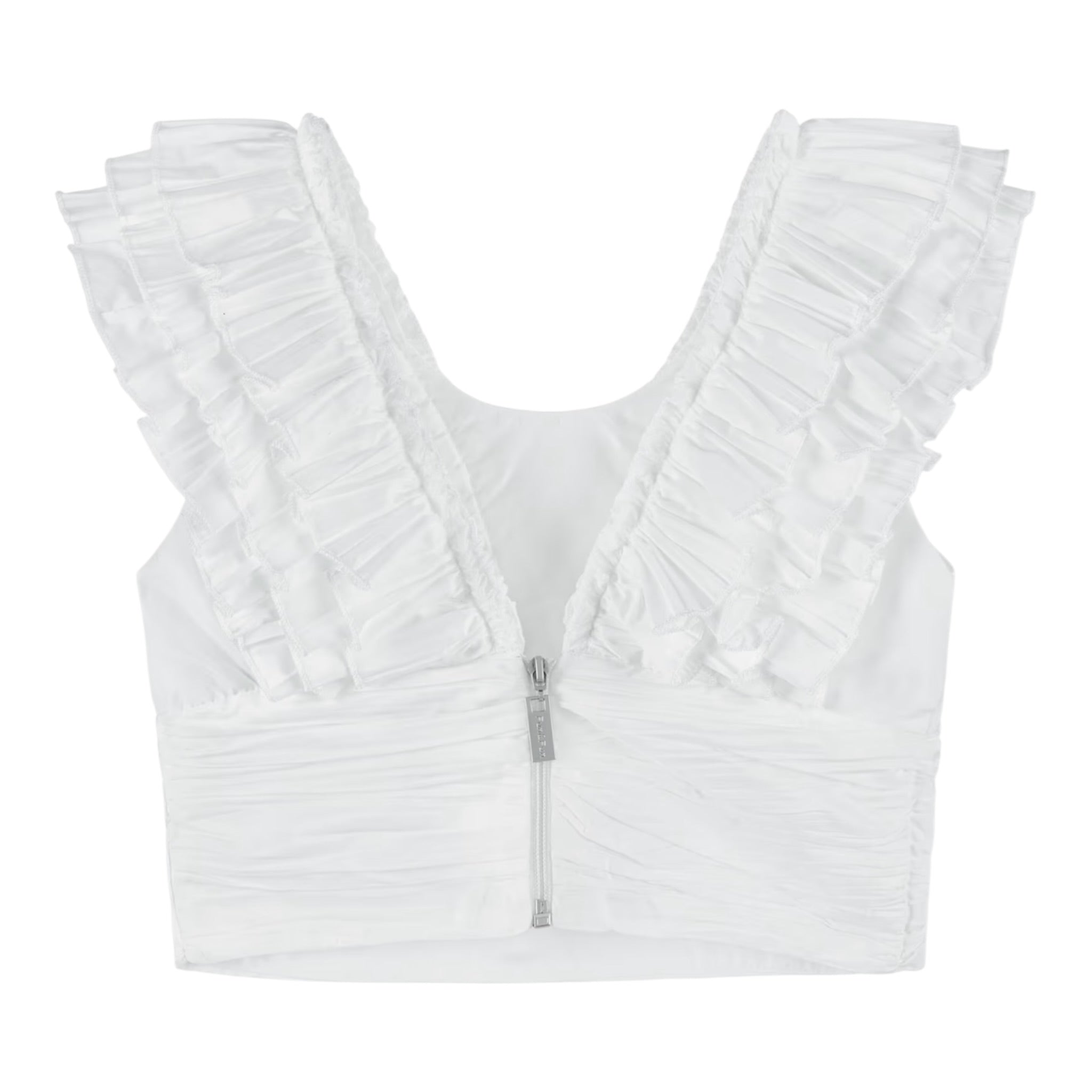 Fun & Fun Top Giromanica Tinta Unita con Rouches per Bambina FNCJSH00983 BIANCO FUN & FUN 