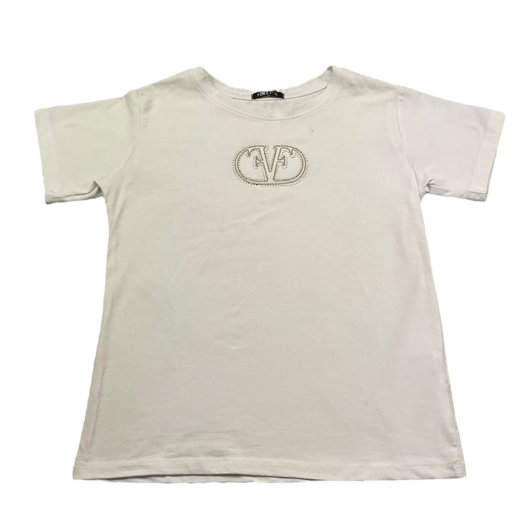 Fun & Fun T-Shirt Girocollo Tinta Unita con Logo per Bambina FNCJTS01019 BIANCO FUN & FUN 