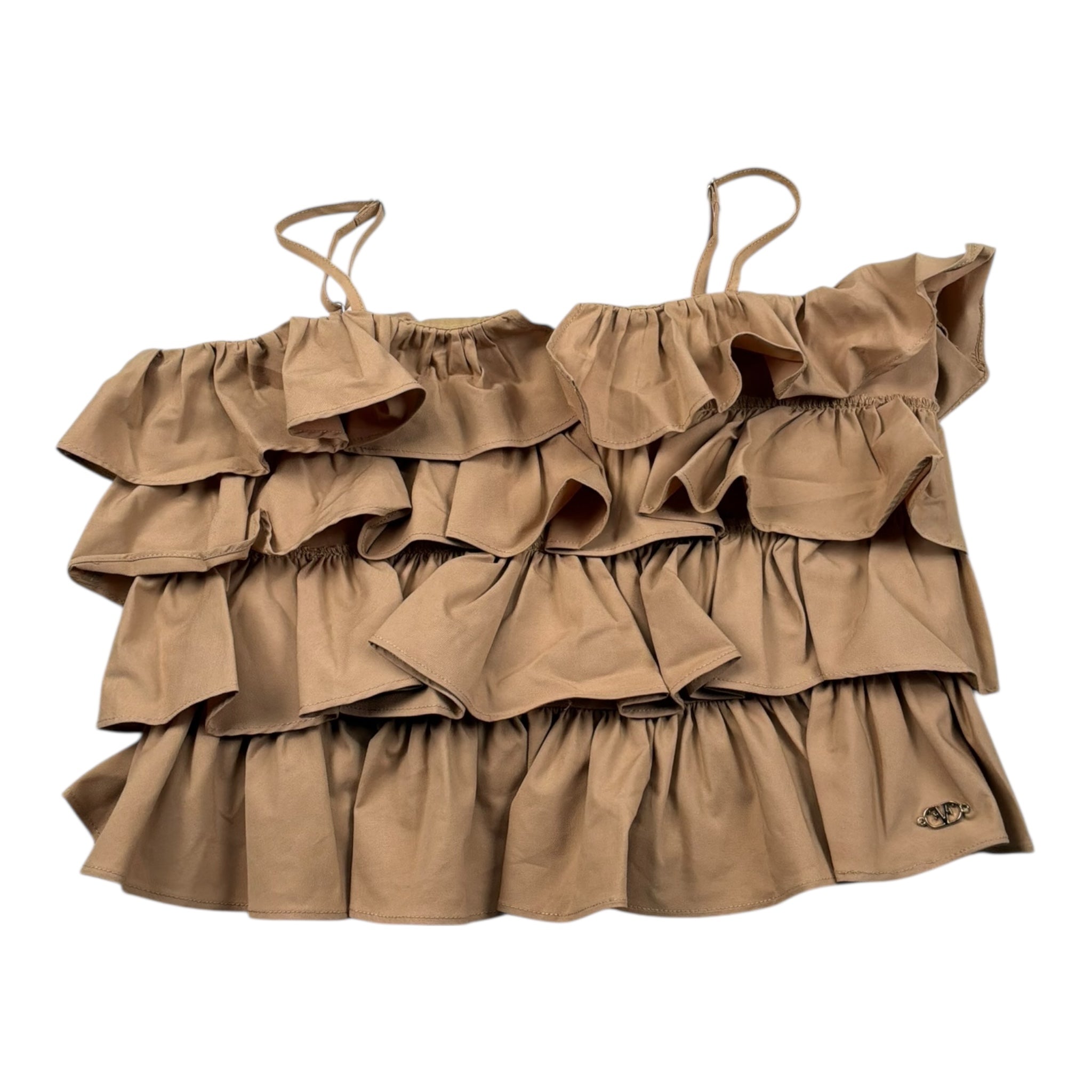 Fun & Fun Top Tinta Unita con Balze per Bambina FNJTP17097 BEIGE FUN & FUN 