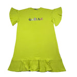 Gaelle Abito Mezza Manica Tinta Unita con Stampa per Bambina 2746V00339X VERDE GAELLE 