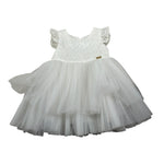 Gai Mattiolo Abito Giromanica tinta unita con Tulle Bianco per Neonata GM140141N BIANCO GAI  MATTIOLO 