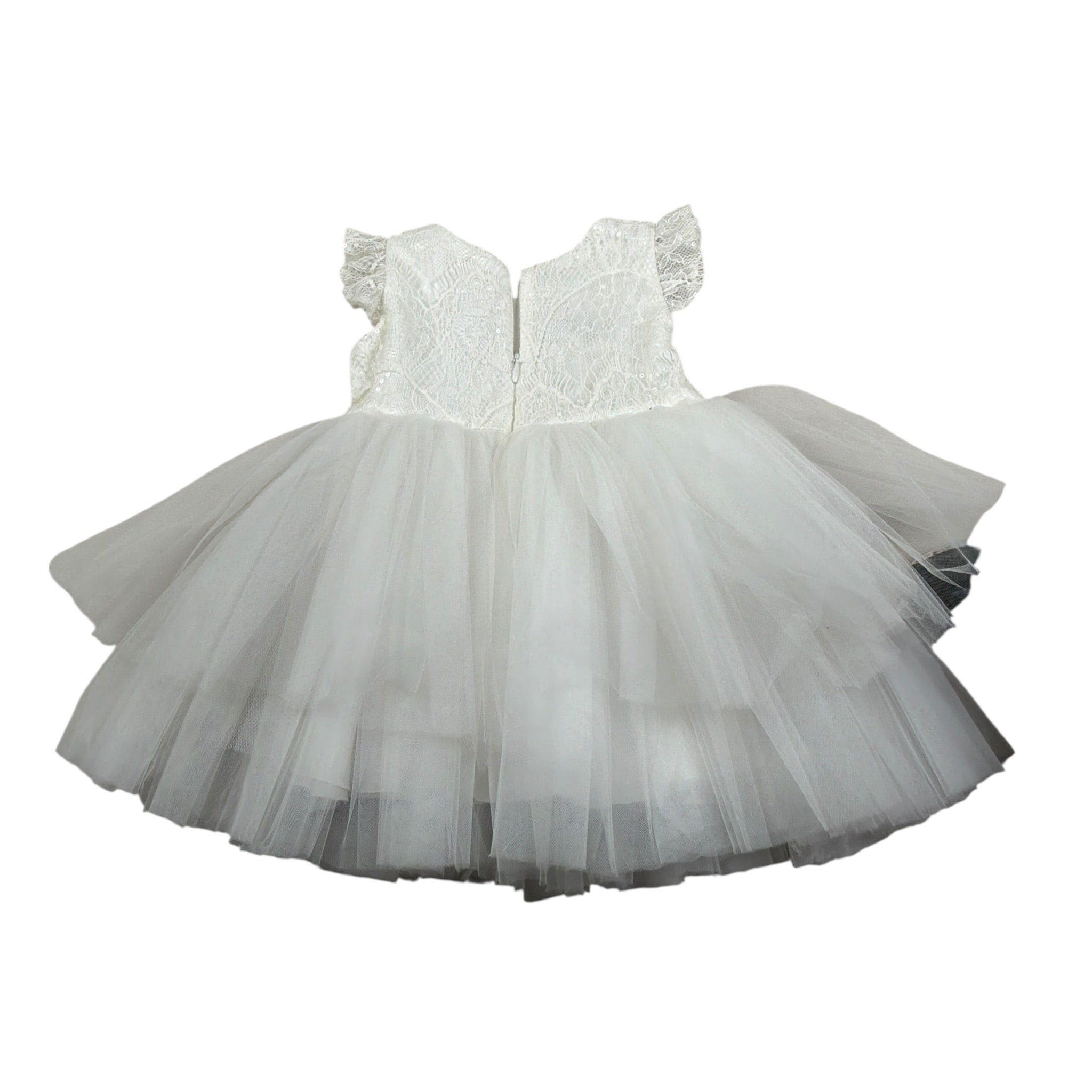 Gai Mattiolo Abito Giromanica tinta unita con Tulle Bianco per Neonata GM140141N BIANCO GAI  MATTIOLO 