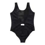 Gcds Costume Intero Tinta Unita con Stampa per Bambina 027966 NERO GCDS 