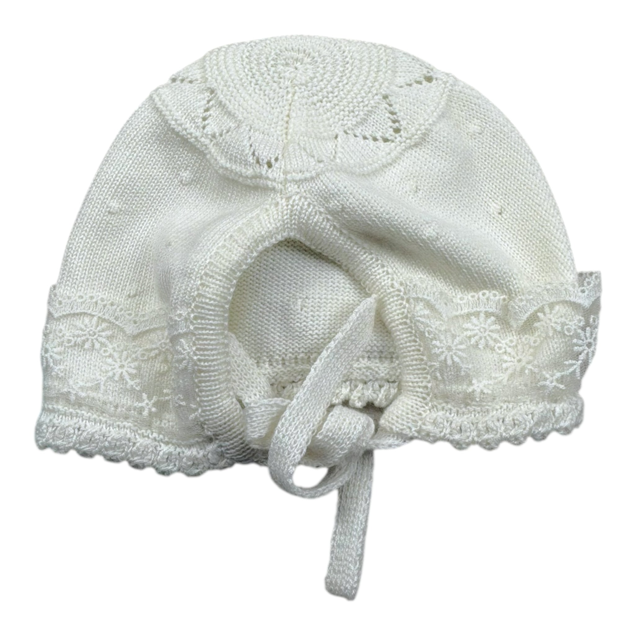 Granlei Cappello Tinta Unita con Ricami per Neonata 542 PANNA GRANLEI 