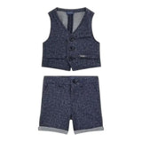 Guess Completo 2 Pezzi Gilet-Bermuda Tinta Unita per Neonato I4RG24KC3H0 BLU GUESS 