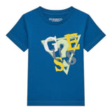 Guess T-Shirt Gircollo Tinta Unita con Stampa per Neonato I5GI01K8HM4 COBALTO GUESS 