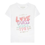 Guess T-Shirt Girocollo Tinta Unita con Stampa per Neonata K3GI01K6YW3 BIANCO GUESS 