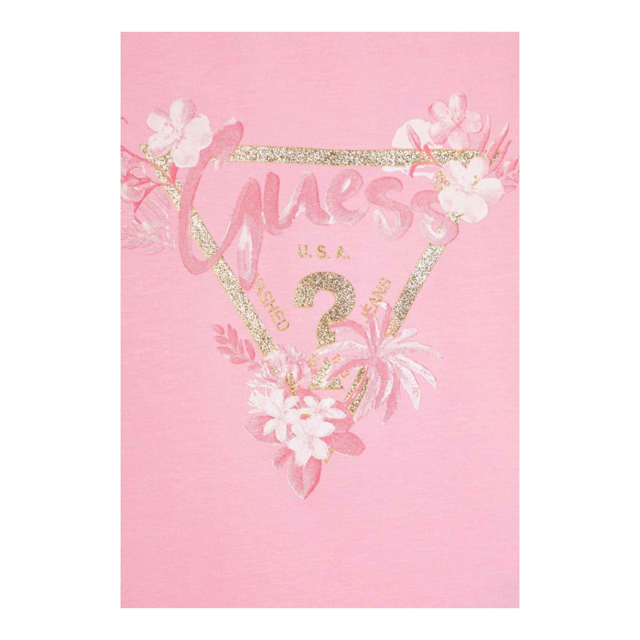 Guess T-Shirt Girocollo Tinta Unita con Stampa per Bambina K5GI14K6YW4 ROSA GUESS 