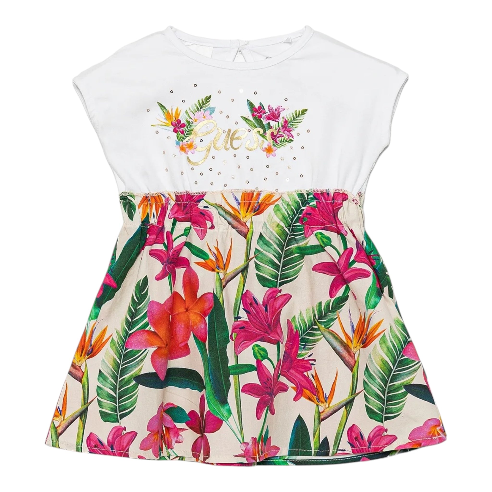 Guess Abito Mezza Manica Stampa Fantasia per Bambina K5GK01K6YW4 BIANCO GUESS 