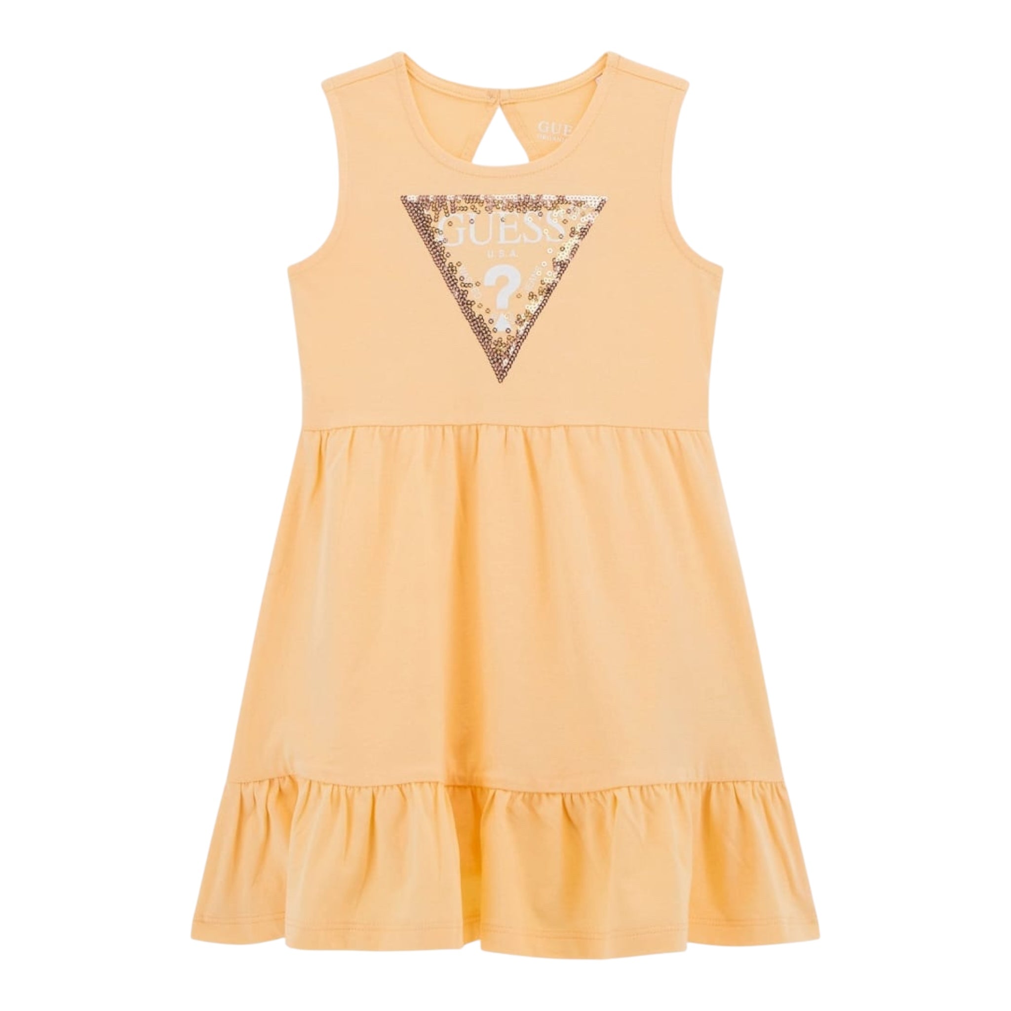 Guess Abito Giromanica Tinta Unita con Paillettes per Bambina K5GK22K6YW4 PESCA GUESS 