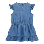 Guess Abito In Denim Tinta Unita Giromanica con Balze per Neonata K5GK27D3X30 BLU GUESS 
