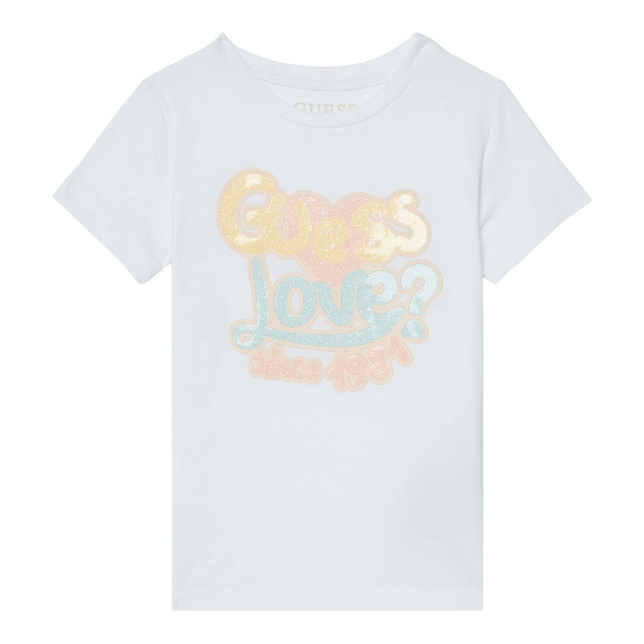 Guess T-Shirt Girocollo Tinta Unita con Stampa per Neonata K5RI06K6YW4 BIANCO GUESS 