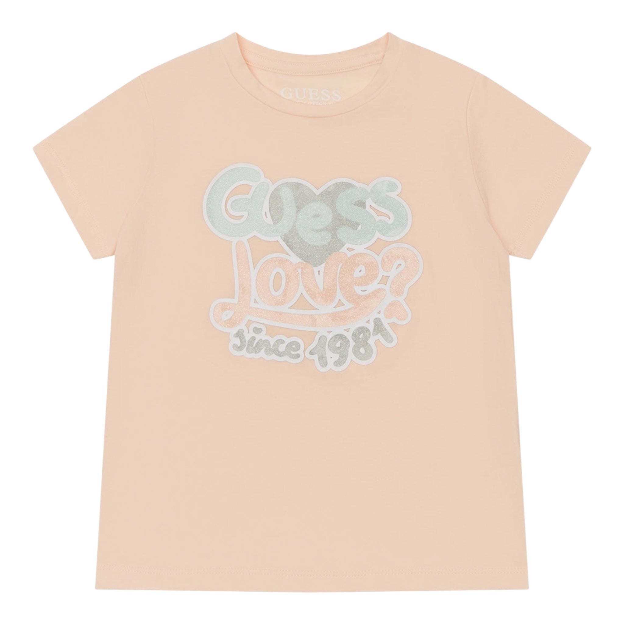 Guess T-Shirt Girocollo Tinta Unita con Stampa per Neonata K5RI06K6YW4 ROSA GUESS 