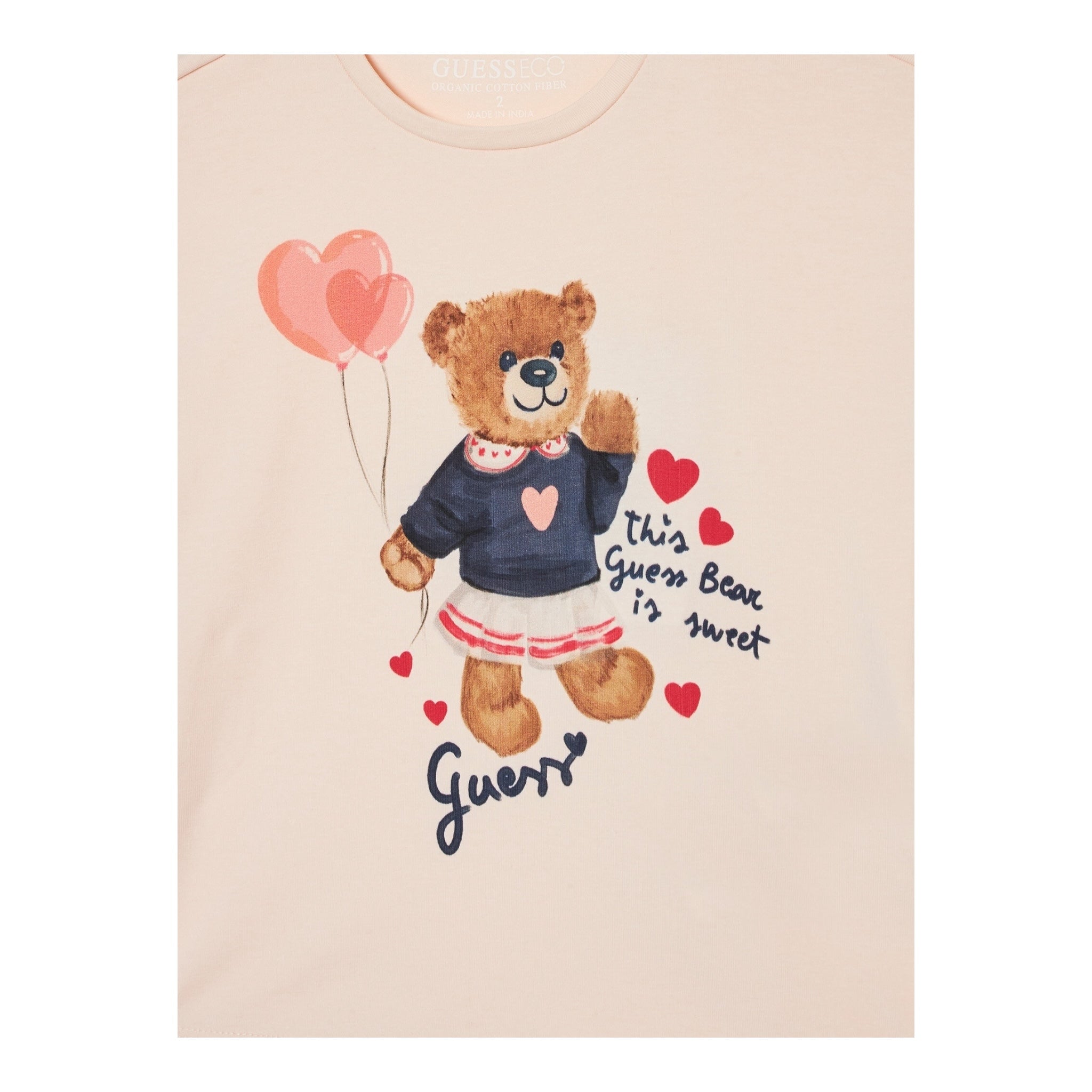 Guess T-Shirt Girocollo Tinta Unita con Stampa per Neonata K5RI12K6YW4XX ROSA GUESS 