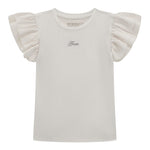 Guess T-Shirt Tinta Unita con Tulle per Bambina K5RI22K6YW4XJ BIANCO GUESS 