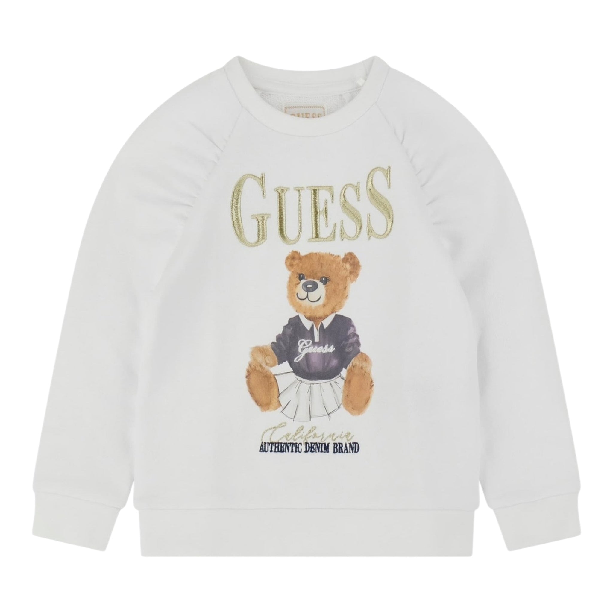 Guess Felpa Chiusa Girocollo Tinta Unita con Logo per Neonato K5RQ04KAD74 BIANCO GUESS 