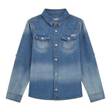 Guess Camicia In Denim Tinta Unita Manica Lunga per Bambino L5RH05D5K80 AZZURRO GUESS 