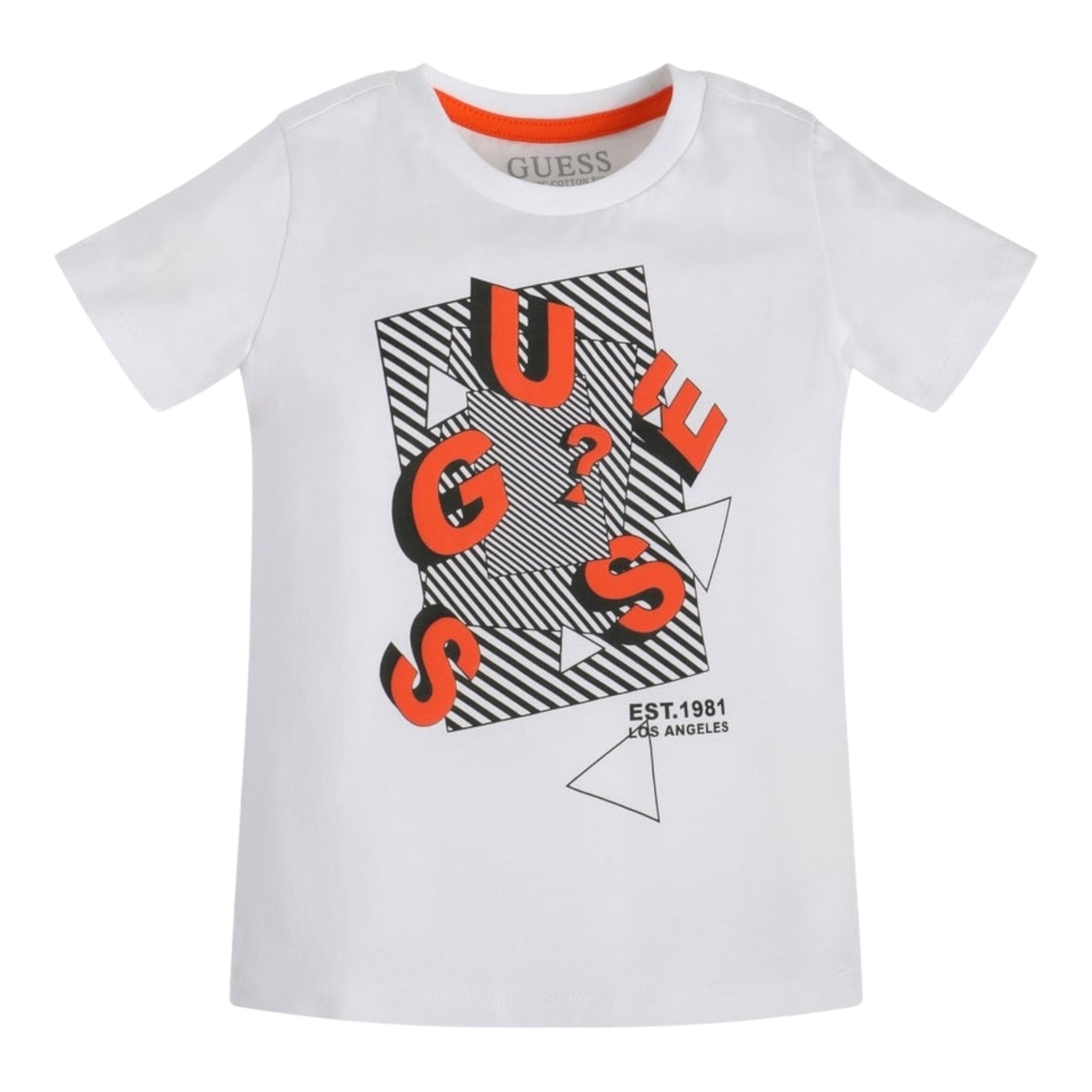 Guess T-Shirt Girocollo Tinta Unita con Stampa per Neonato N3RI16K8HM0 BIANCO GUESS 