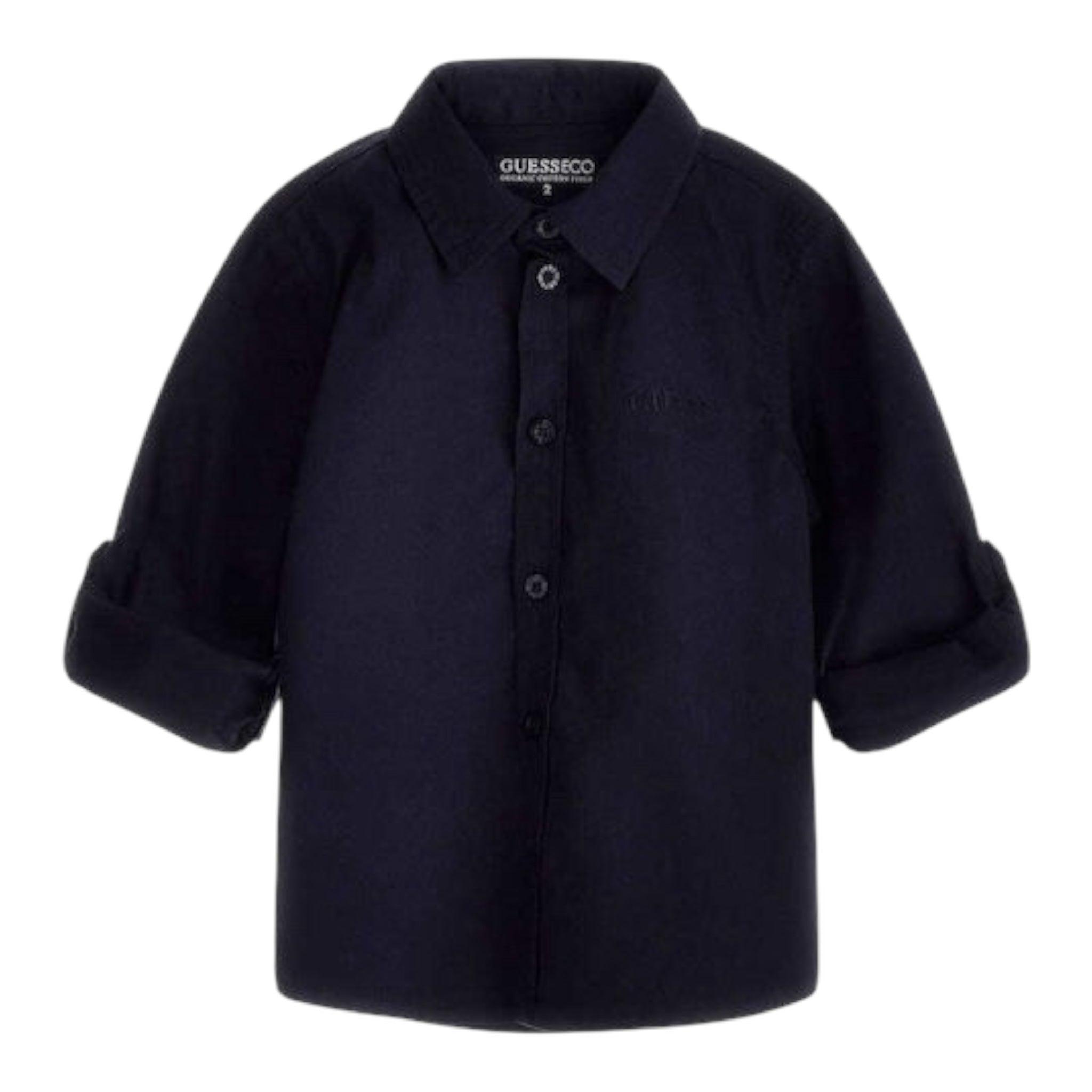 Guess Camicia Tinta Unita con Logo per Bambino N3YH04WE5W0J BLU GUESS 