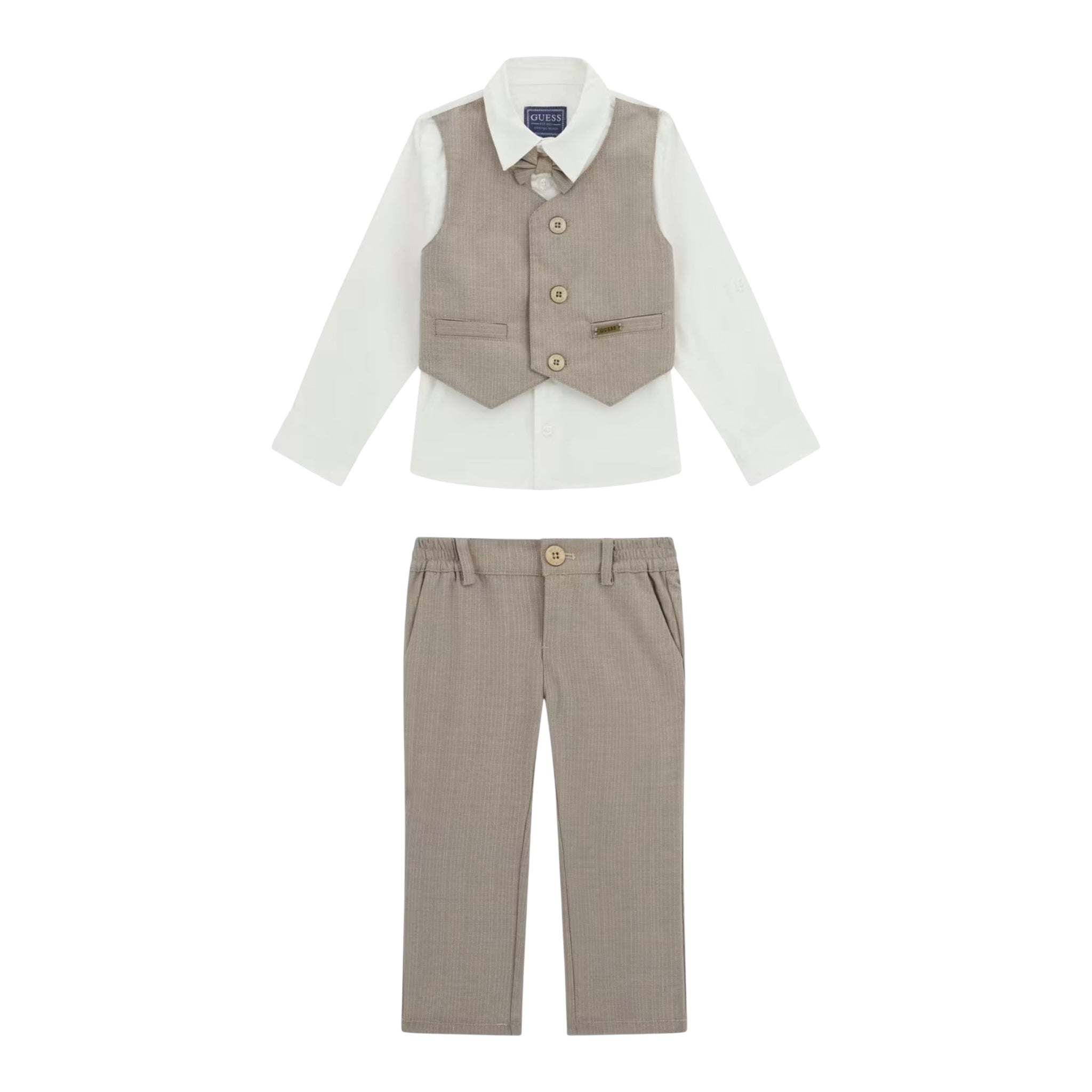 Guess Completo 3 Pezzi Camicia-Pantalone-Papillions per Neonato N5RG03WGTW0 SABBIA GUESS 