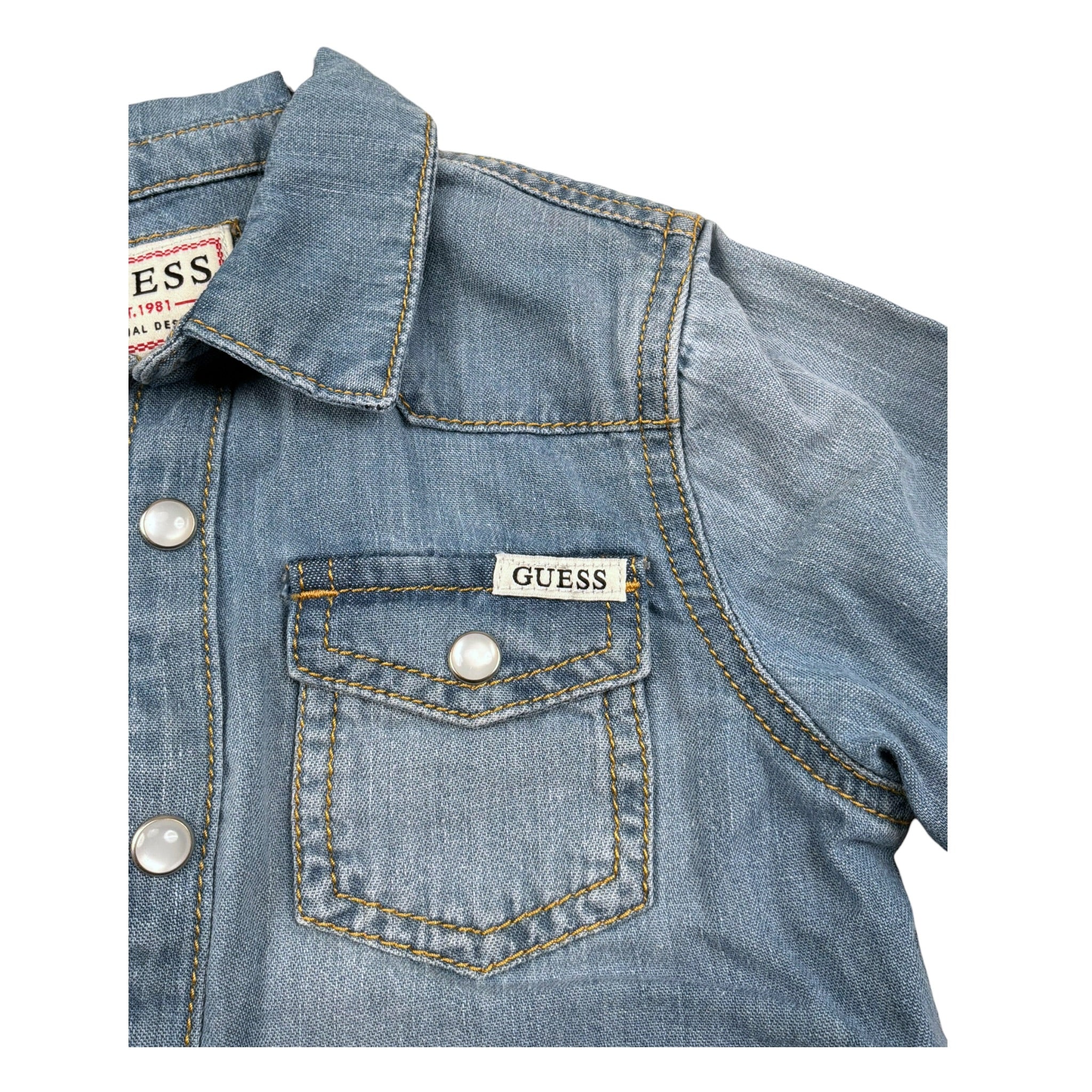 Guess Camicia Manica Lunga In Denim per Neonato N5RH05D5K80X AZZURRO GUESS 