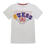 Guess T-Shirt Girocollo Tinta Unita con Stampa per Bambino N5RI00K8HM4JX BIANCO GUESS 