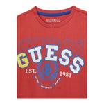 Guess Shirt Girocollo Tinta Unita con Stampa per Neonato N5RI01K8HM4 ROSSO GUESS 