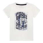Guess T-Shirt Girocollo Tinta Unita con Stampa per Neonato N5RI19K8HM4N BIANCO GUESS 