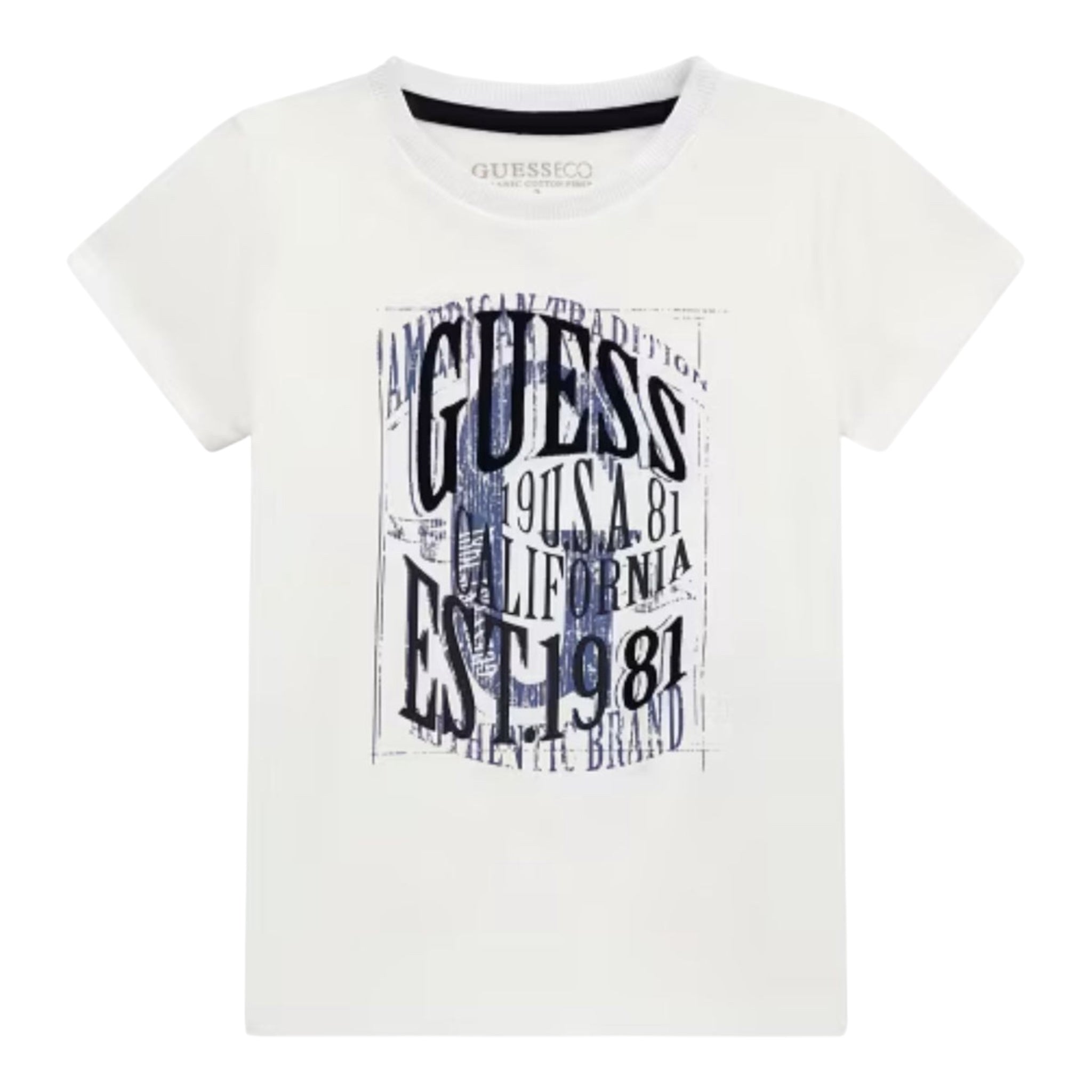 Guess T-Shirt Girocollo Tinta Unita con Stampa per Neonato N5RI19K8HM4N BIANCO GUESS 
