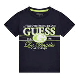 Guess T-Shirt Girocollo Tinta Unita con Stampe per Neonato N5RI23K8HM4NX BLU GUESS 