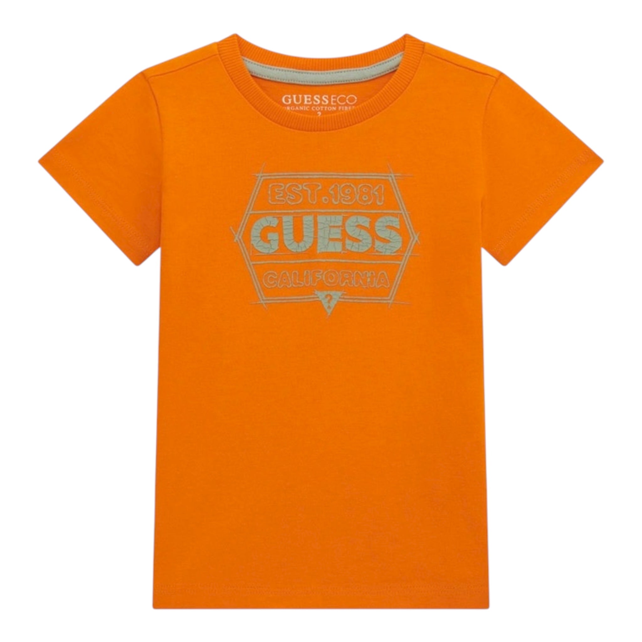 Guess T-Shirt Girocollo Tinta Unita con Stampa per Bambino N5RI25K8HM4 ARANCIONE GUESS 