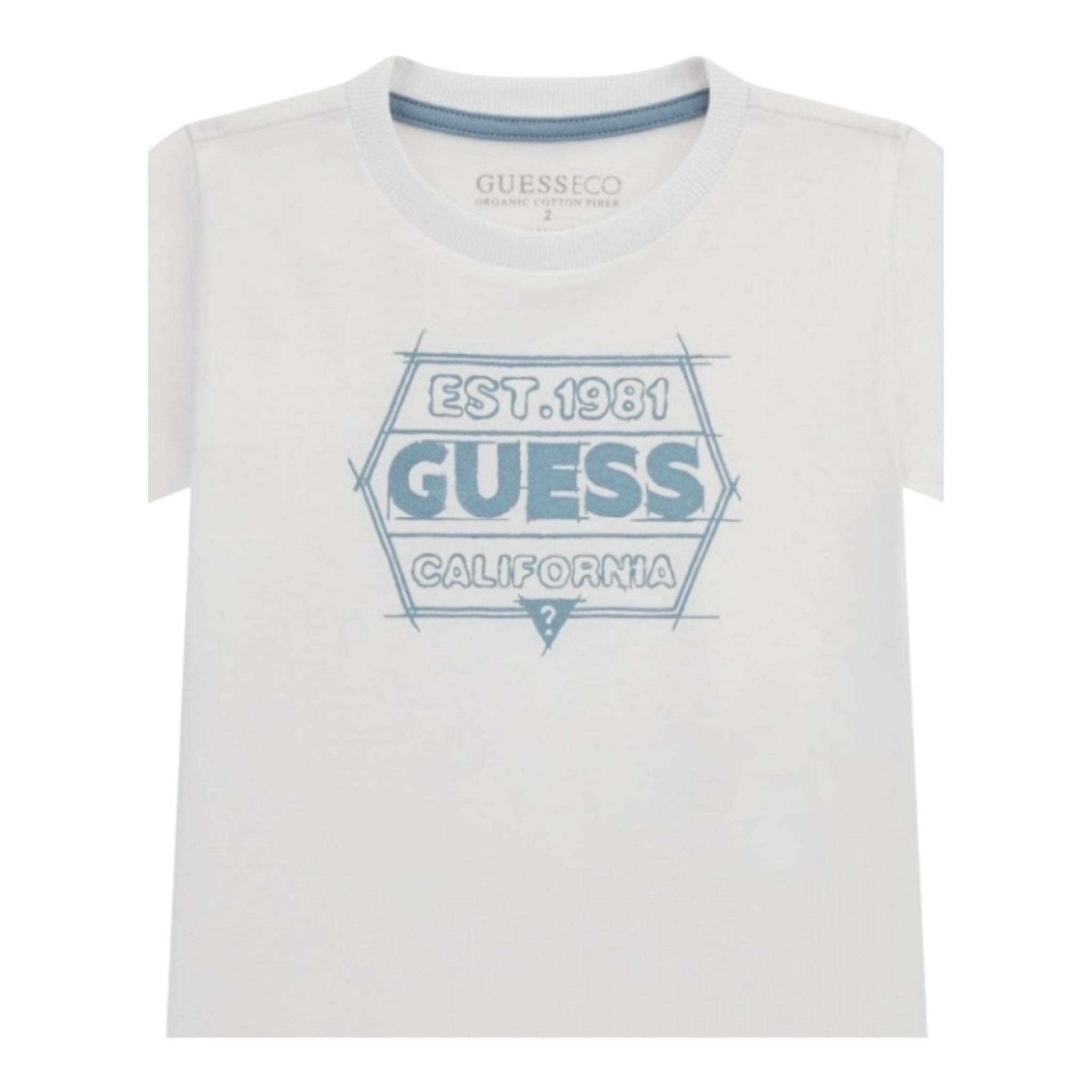 Guess T-Shirt Girocollo Tinta Unita con Stampa per Bambino N5RI25K8HM4 BIANCO GUESS 