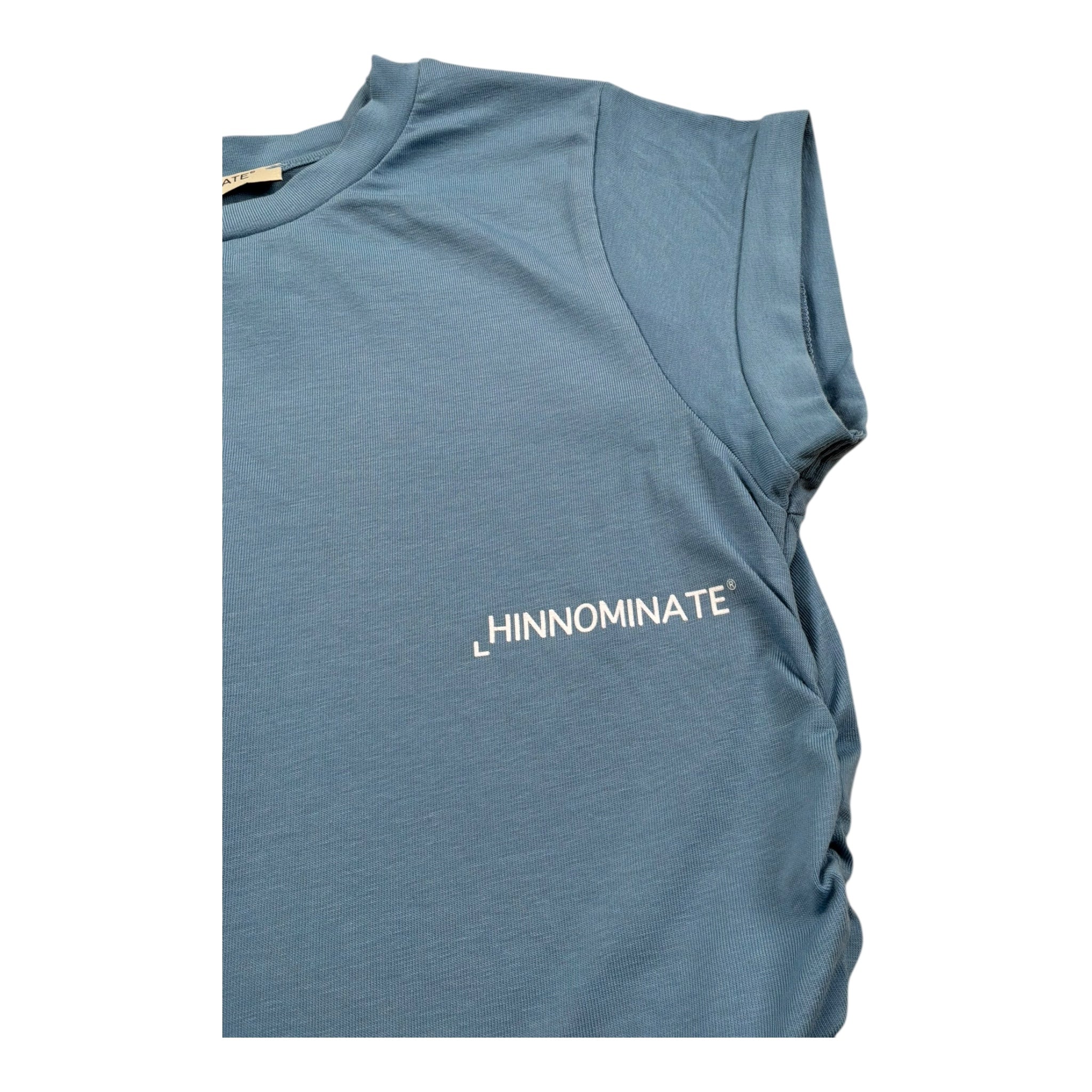 Hinnominate T-Shirt Tinta Unita con Arricci Laterali per Bambina 3646MY00199X AZZURRO POLVERE HINNOMINATE 