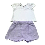 I Delfi Completo 2 Pezzi T-Shirt-Short per Neonata 25P5075 BIANCO/LILLA I DELFI 