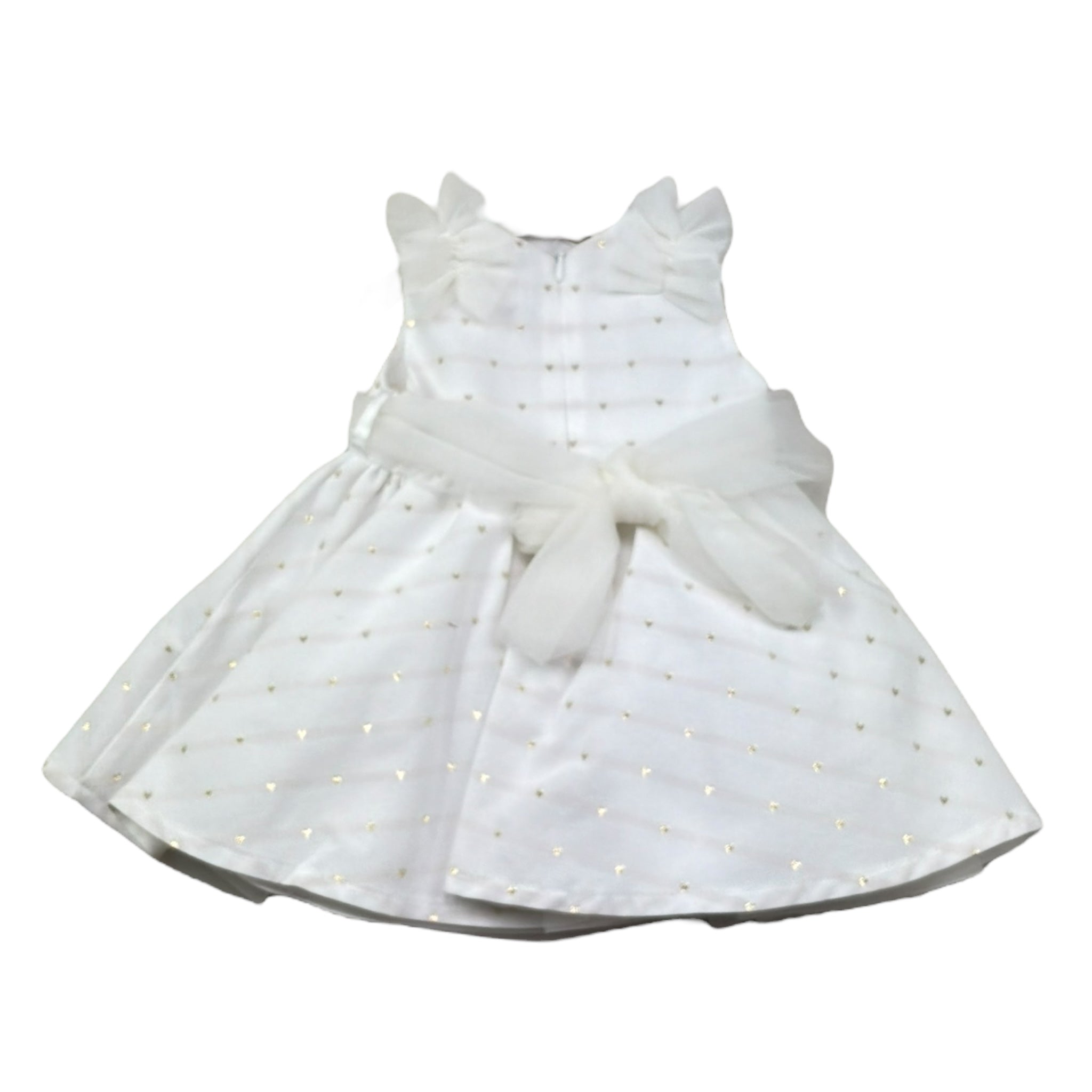 I Delfi Abito Giromanica Tinta Unita con Tulle per Neonata 25P5117 BIANCO I DELFI 