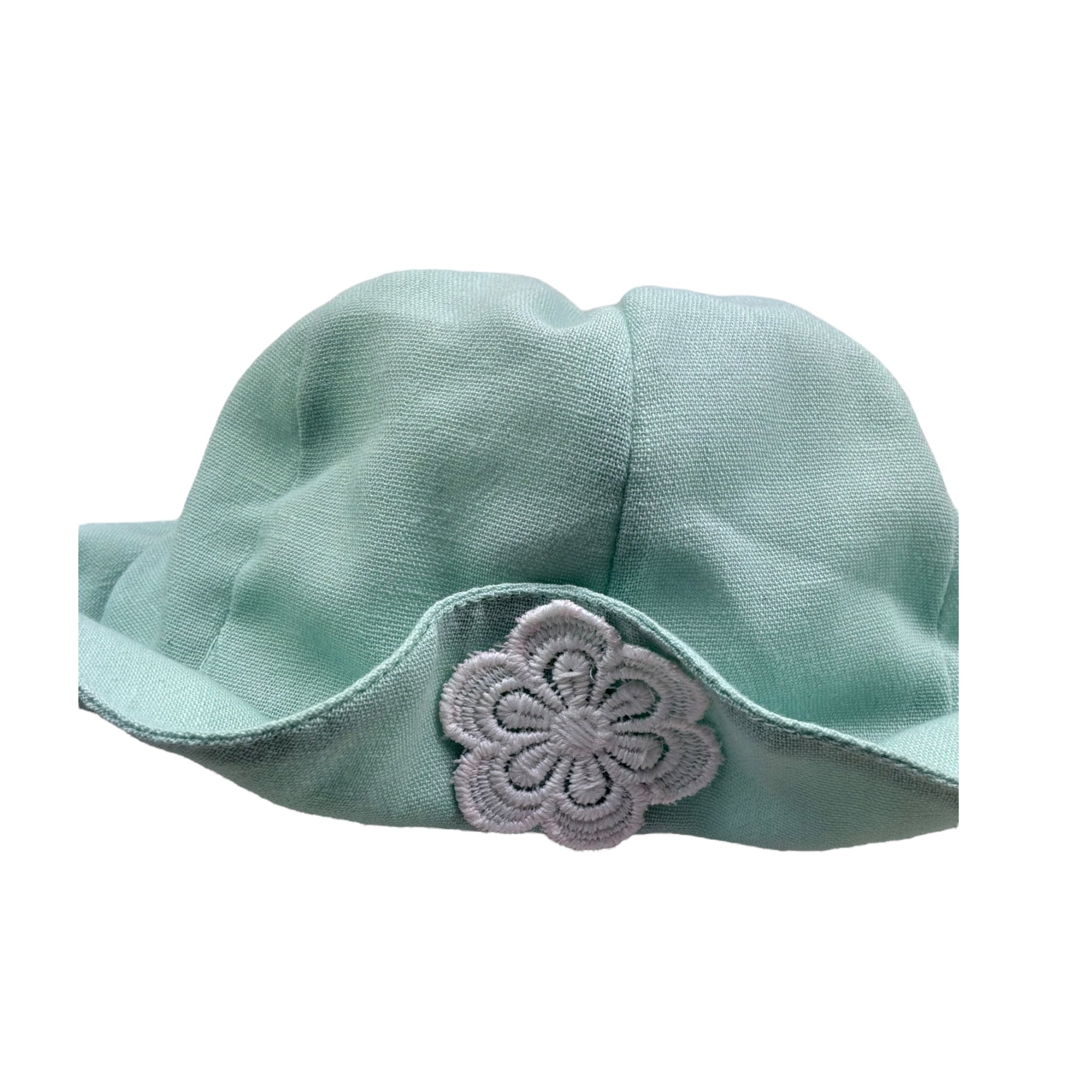 I Delfi Cappello Tinta Unita con Ricamo per Neonata 25P5149 VERDE I DELFI 