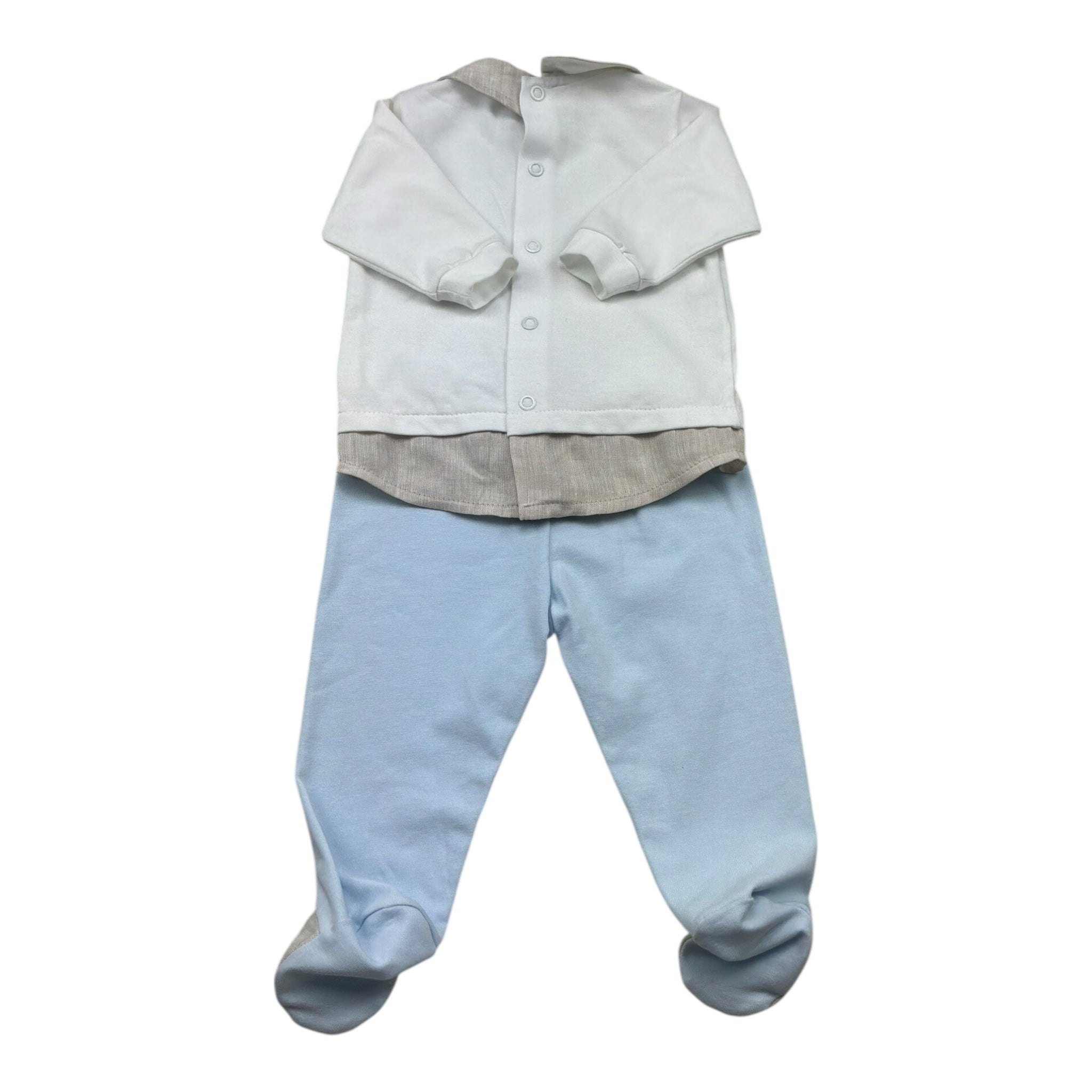 I Delfi Completo 2 Pezzi Shirt-Ghettina Bicolore per Neonato 25P5231 BIANCO/AZZURRO I DELFI 