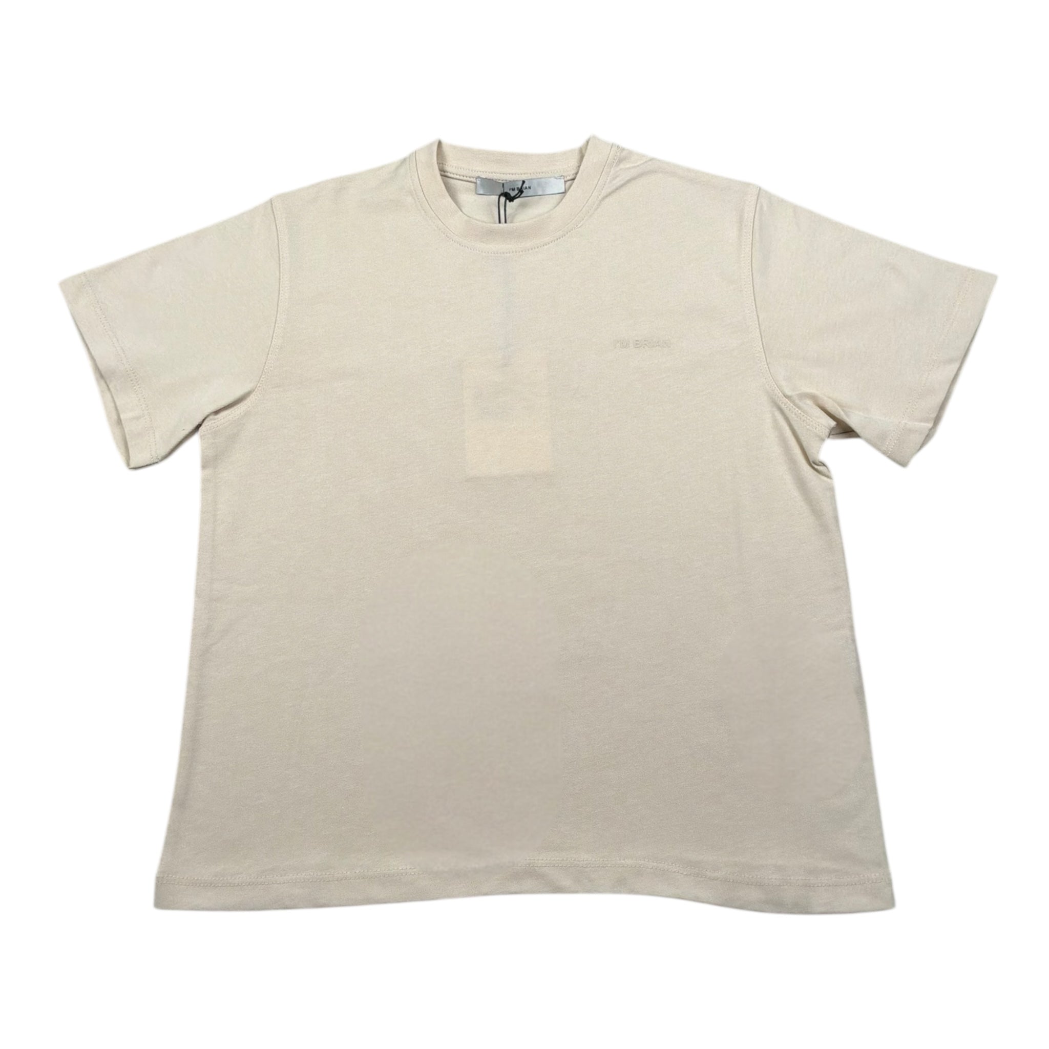 I'M Brian T-Shirt Girocollo Tinta Unita con Logo per Bambino TS3328J PANNA I'M BRIAN 