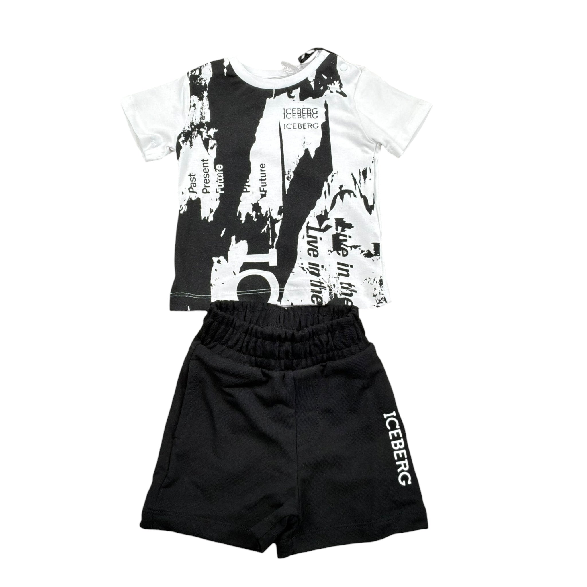 Iceberg Cmpleto 2 Pezzi T-Shirt-Bermuda Bicolore per Neonato CMBICE5101B BIANCO/NERO ICEBERG 