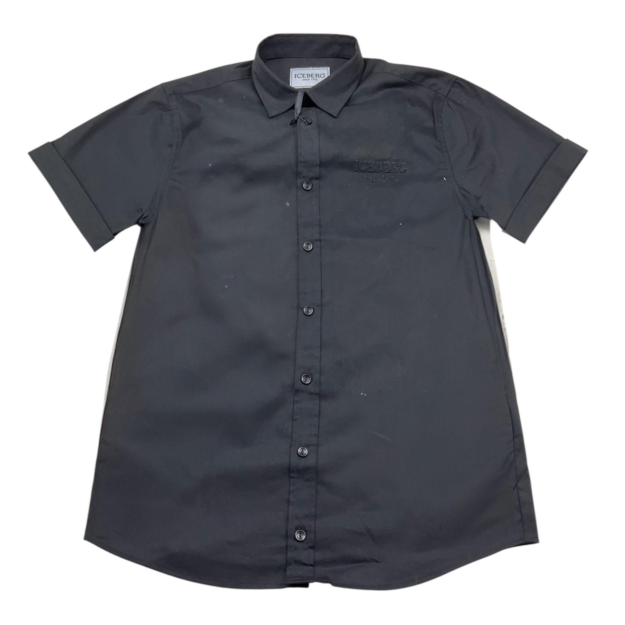 Iceberg Camicia Mezza Manica Tinta Unita con Logo per Bambino CMICE4103J NERO ICEBERG 