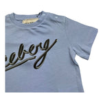 Iceberg T-Shirt Girocollo Tinta Unita con Logo per Neonato TSICE5101B AZZURRO ICEBERG 