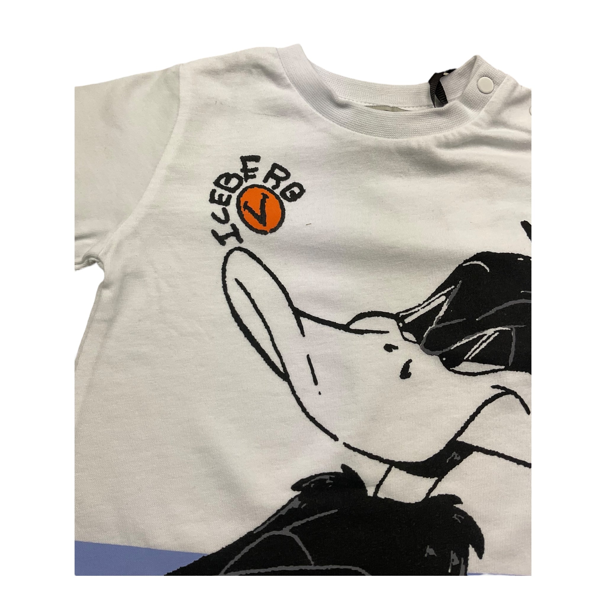 Iceberg T-Shirt Girocollo Tinta Unita con Stampe In Contrasto per Neonato TSICE5102B BIANCO ICEBERG 